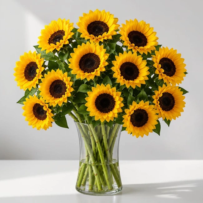 12 Long Stem Sunflowers
