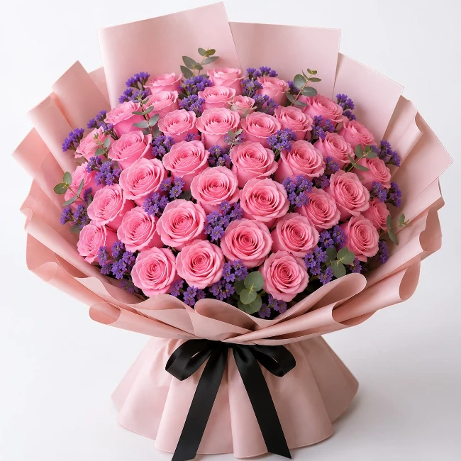 50 Pink Roses Bouquet