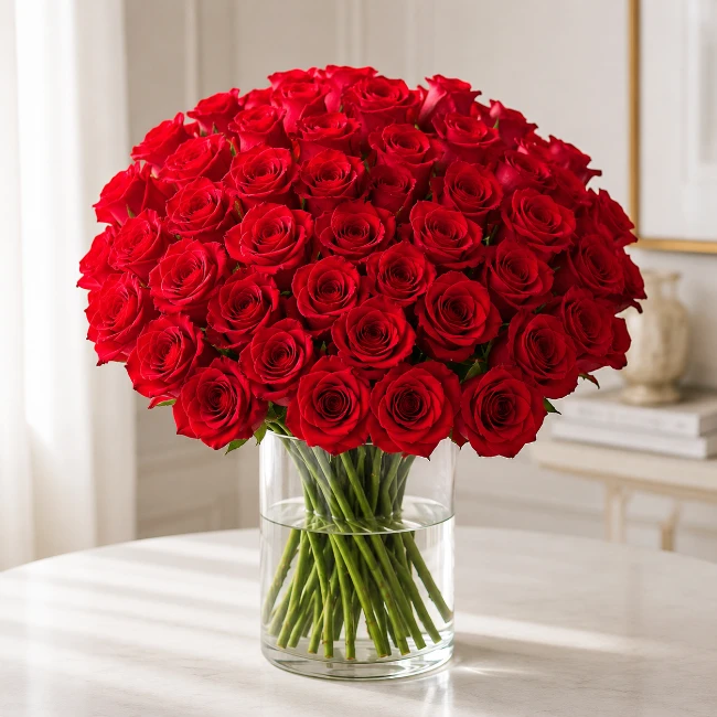 51 Red Roses Vase