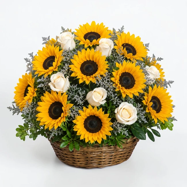 Beautiful Sunflowers Basket