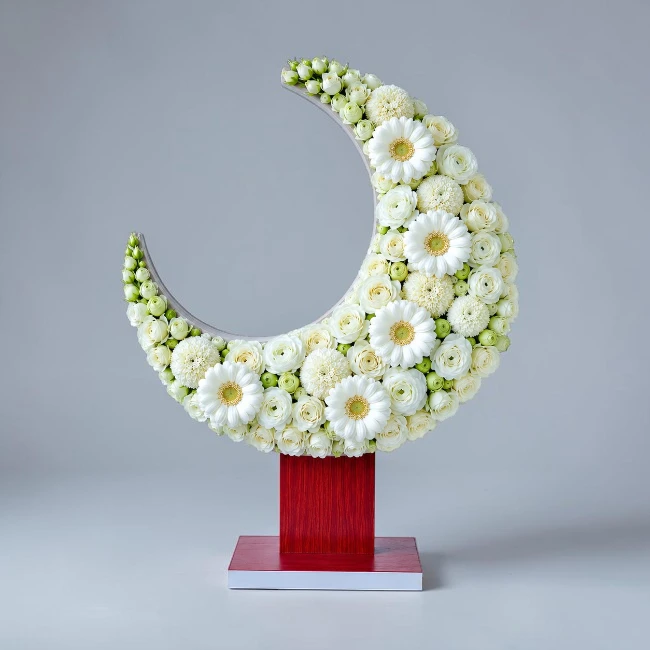Crescent Moon White Flowers