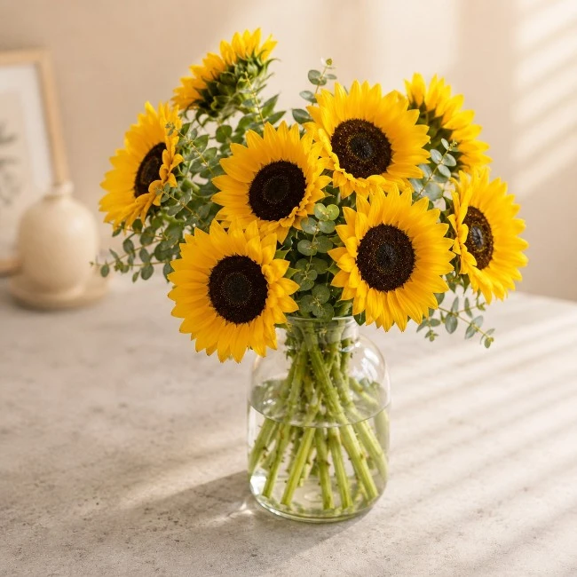 Fresh Sunflowers Vase Arrangement