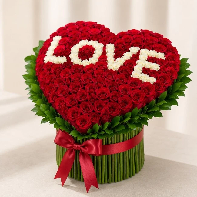Heart Shaped Roses Arrangements