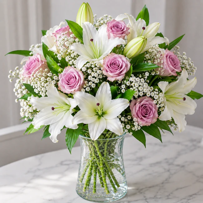 Purple Roses and Lilies