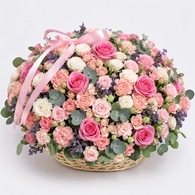 Spray Roses Basket Richness