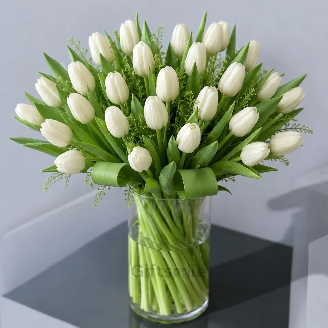 White Tulips Vase