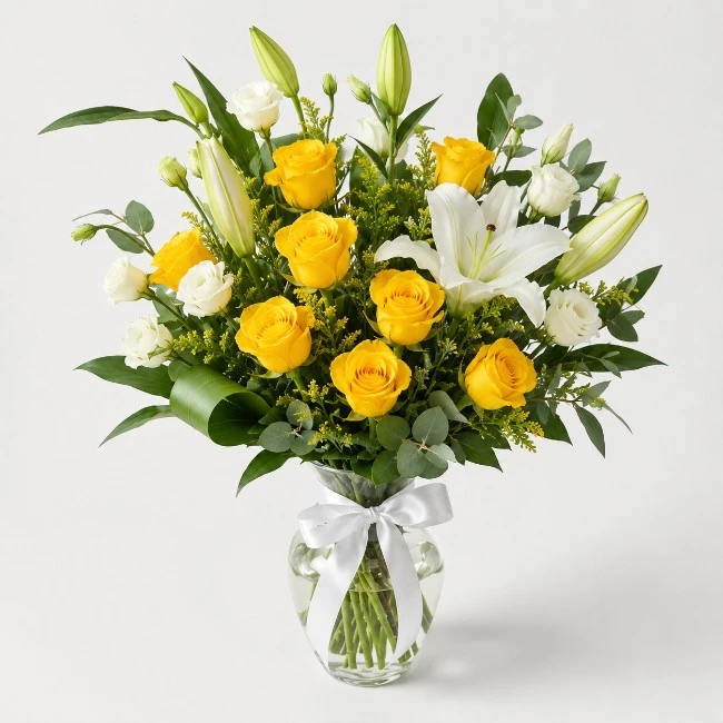 Yellow & White Elegant Vase Arrangement