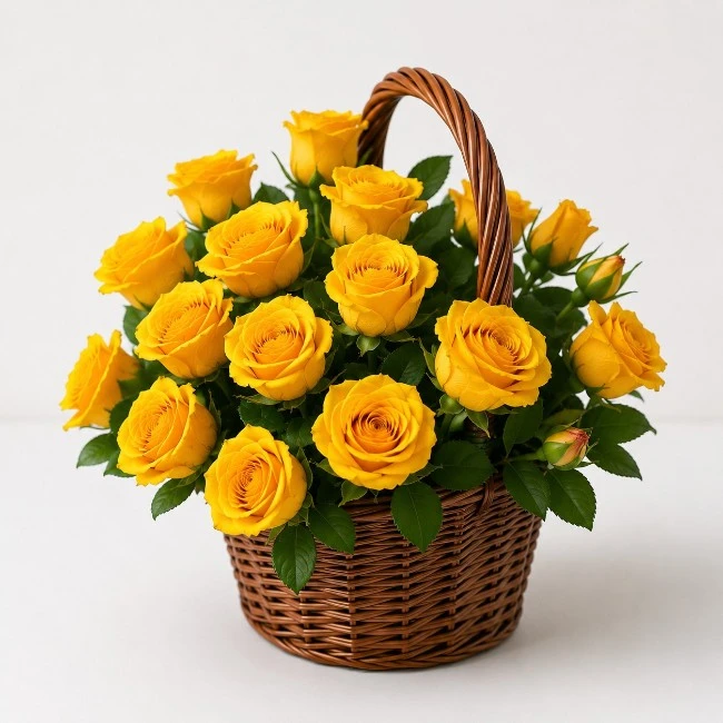 Yellow Roses Basket