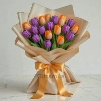 Purple & Orange Tulip Bouquet